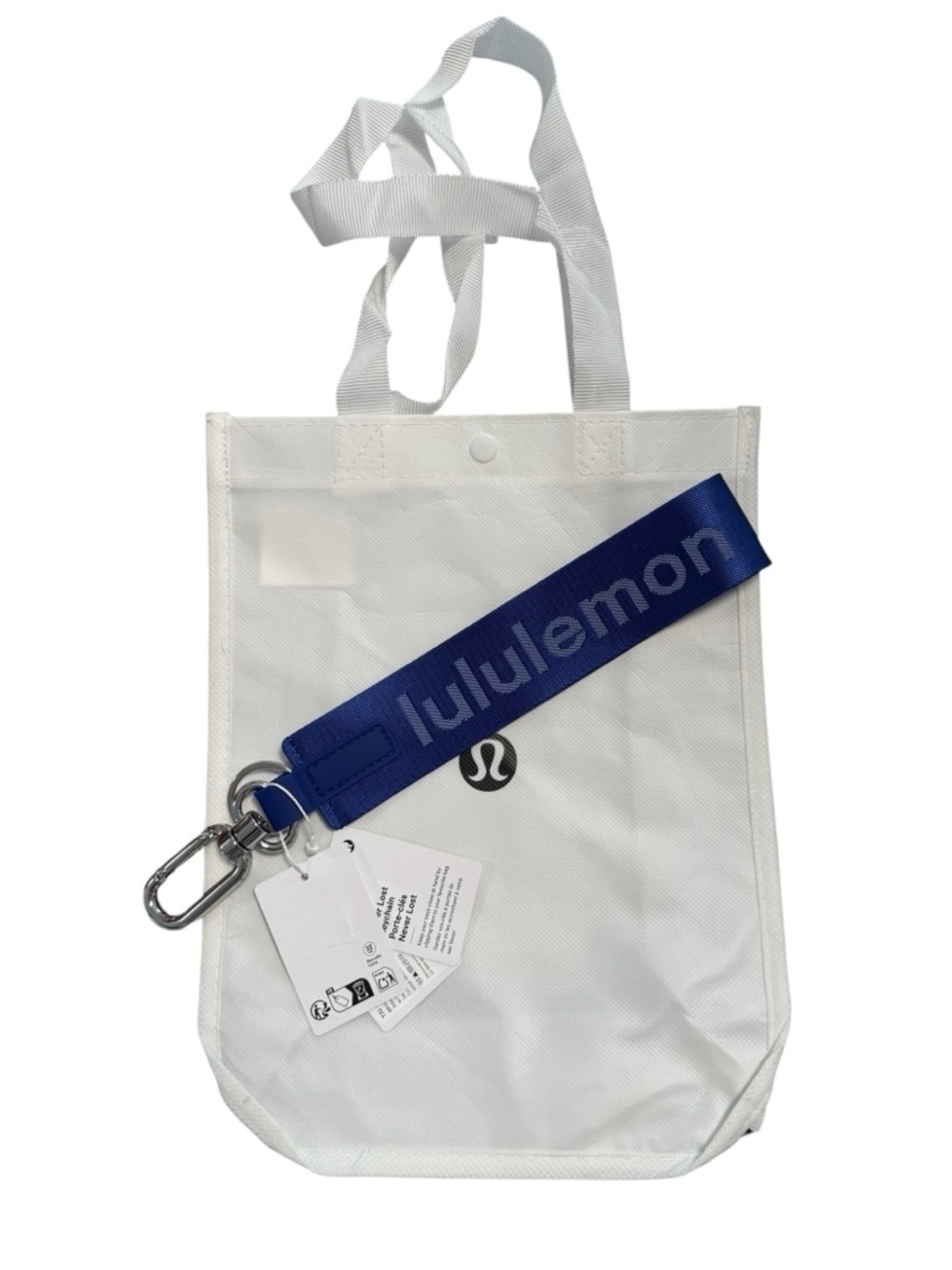 Lululemon Cobalt Blue Never Lost Keychain and Reusable Bag